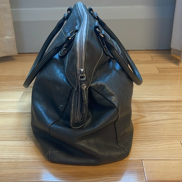 Grey all leather Longchamp shoulder bag with silver hardware - Picture 6 of 12